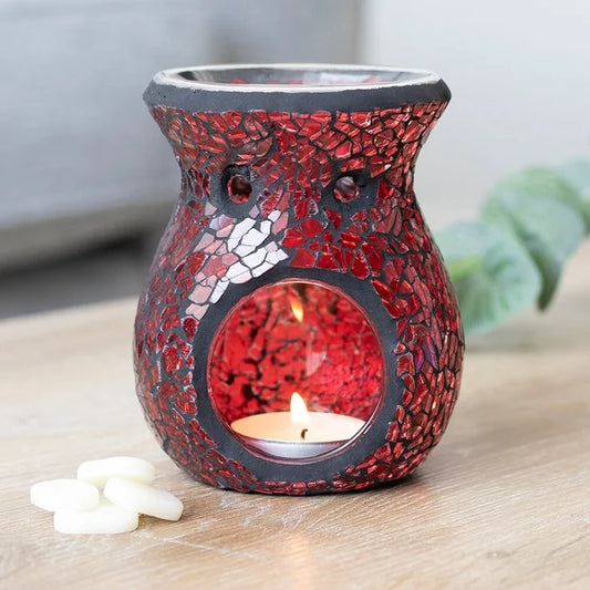 Red Crackle Glass Wax Warmer